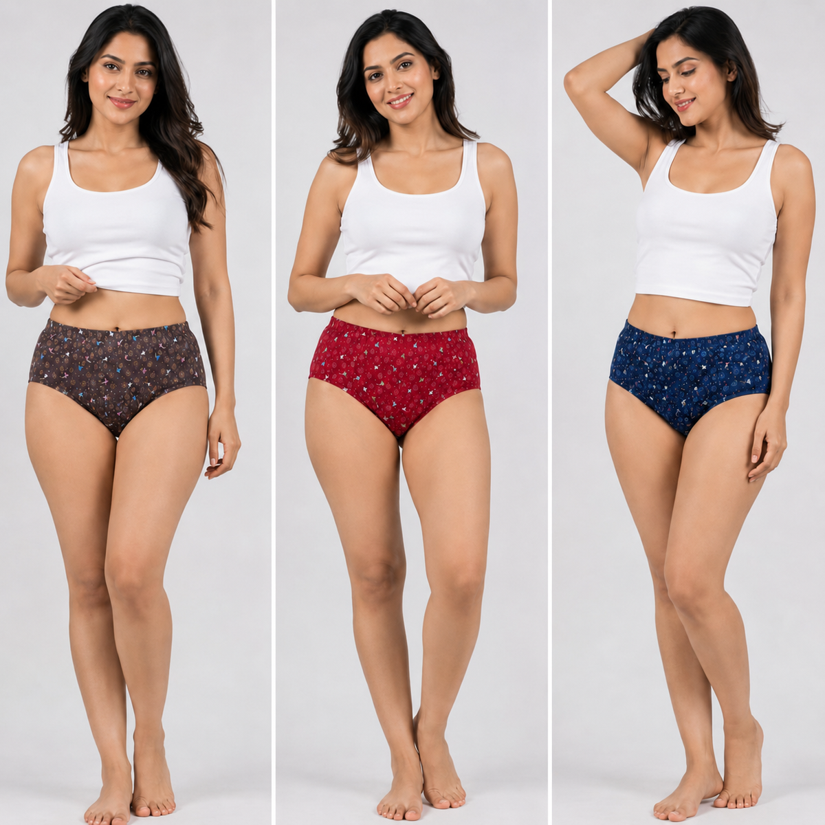 INTIMORA Yonika Signature Premium Cotton Printed Panties Pack of 5 (Assorted Colors & Prints)