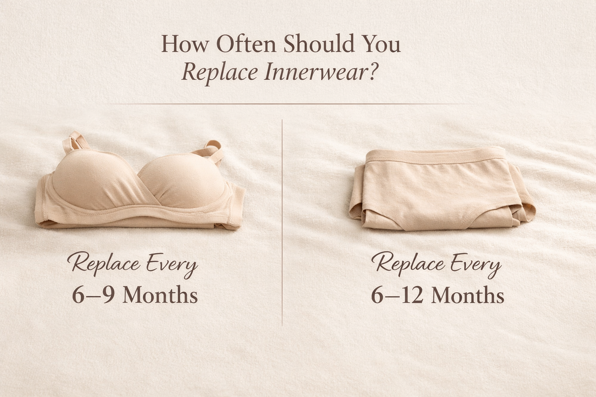 Timeline showing how often to replace bras and panties for better comfort and hygiene