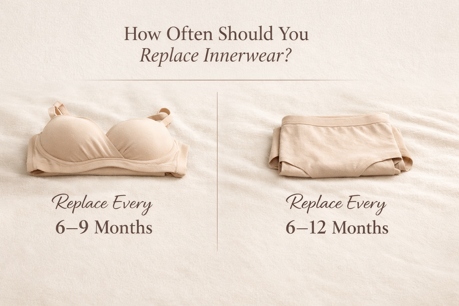 Timeline showing how often to replace bras and panties for better comfort and hygiene