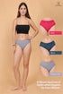 Yonika Love printed mid-rise panties pack of 3 in red blue and deep grey with broad elastic waistband
