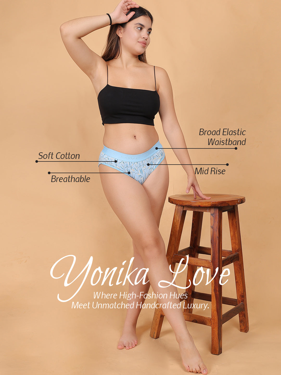 INTIMORA Pack of 7 Cotton Panties – Broad Waistband Mid Rise Printed
