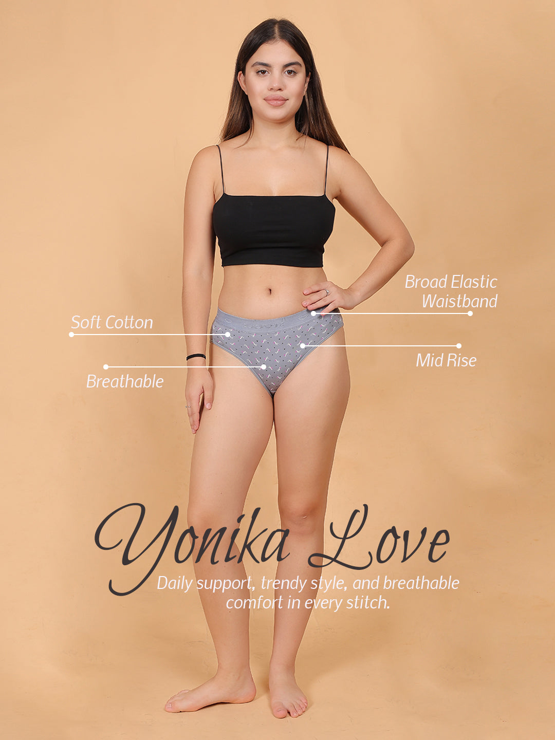 Yonika Love Printed Panties | Pack of 3 | Assorted