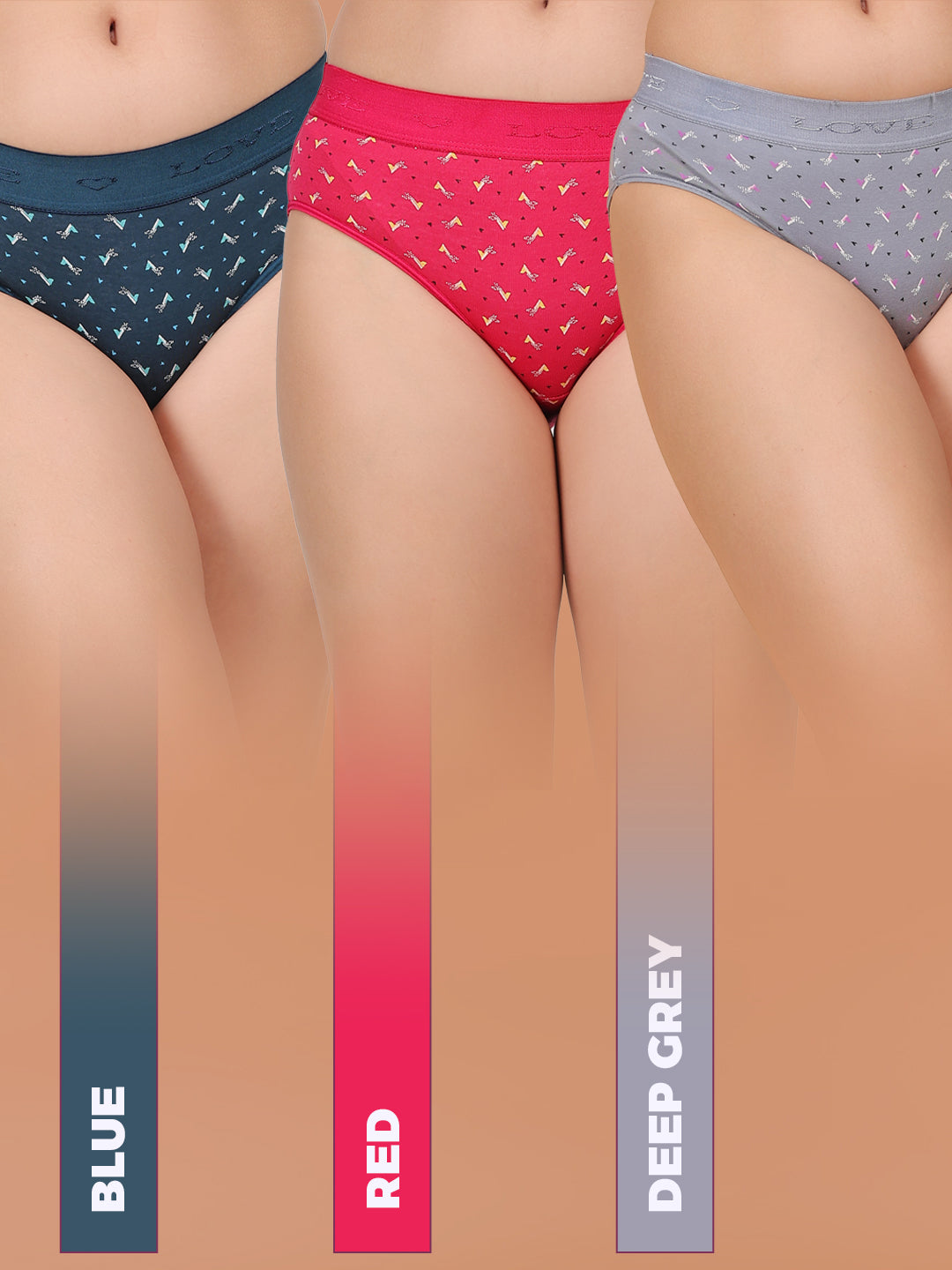 Yonika Love Printed Panties | Pack of 3 | Assorted