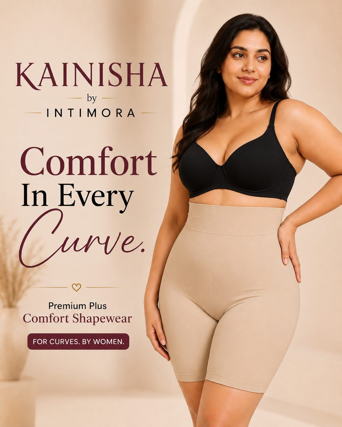 KAINISHA Curve+ Premium Plus Size Shapewear Shorts for Women – High Waist Comfort Support