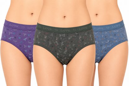 INTIMORA Pack of 7 Cotton Panties – Broad Waistband Mid Rise Printed