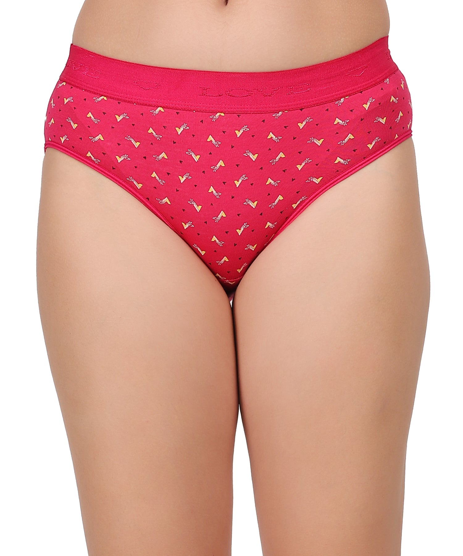 INTIMORA Yonika Love Printed Cotton Panties Pack of 5 – Broad Waistband Mid Rise (Assorted Colors)