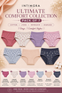 Intimora Ultimate Comfort Collection packaging with various colored panties.