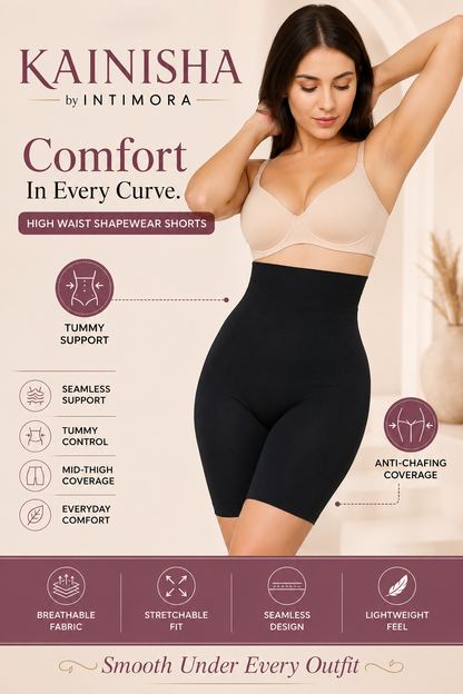 KAINISHA Curve+ Premium Plus Size Shapewear Shorts for Women – High Waist Comfort Support