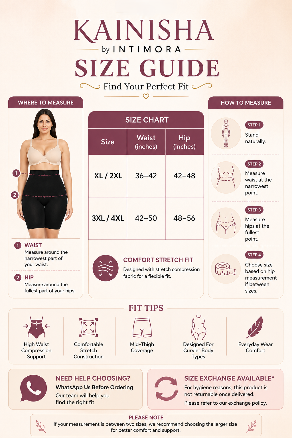 KAINISHA Curve+ Premium Plus Size Shapewear Shorts for Women – High Waist Comfort Support