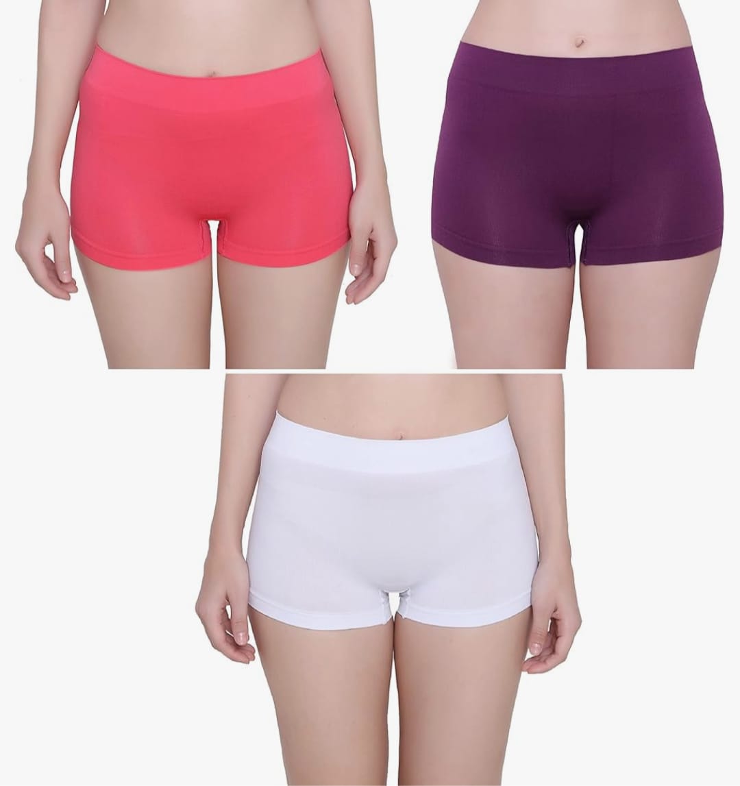 INTIMORA Premium Comfort Boy Shorts Pack of 3 – Soft Stretch Full Coverage Boyshort for Women