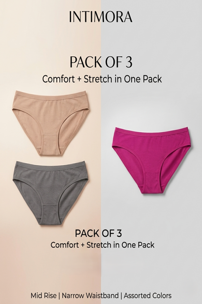 mid rise solid panties combo pack